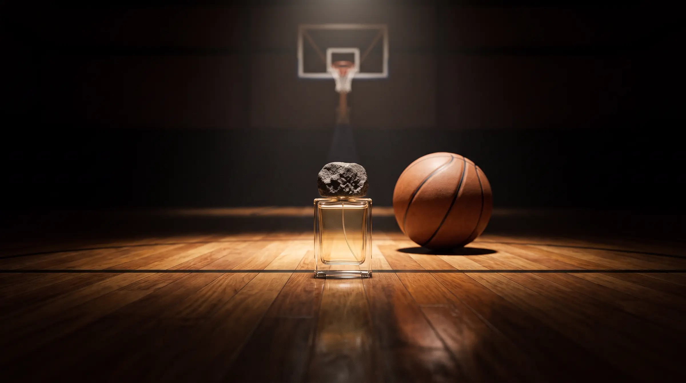 Bare Flint bottle on a basketball court