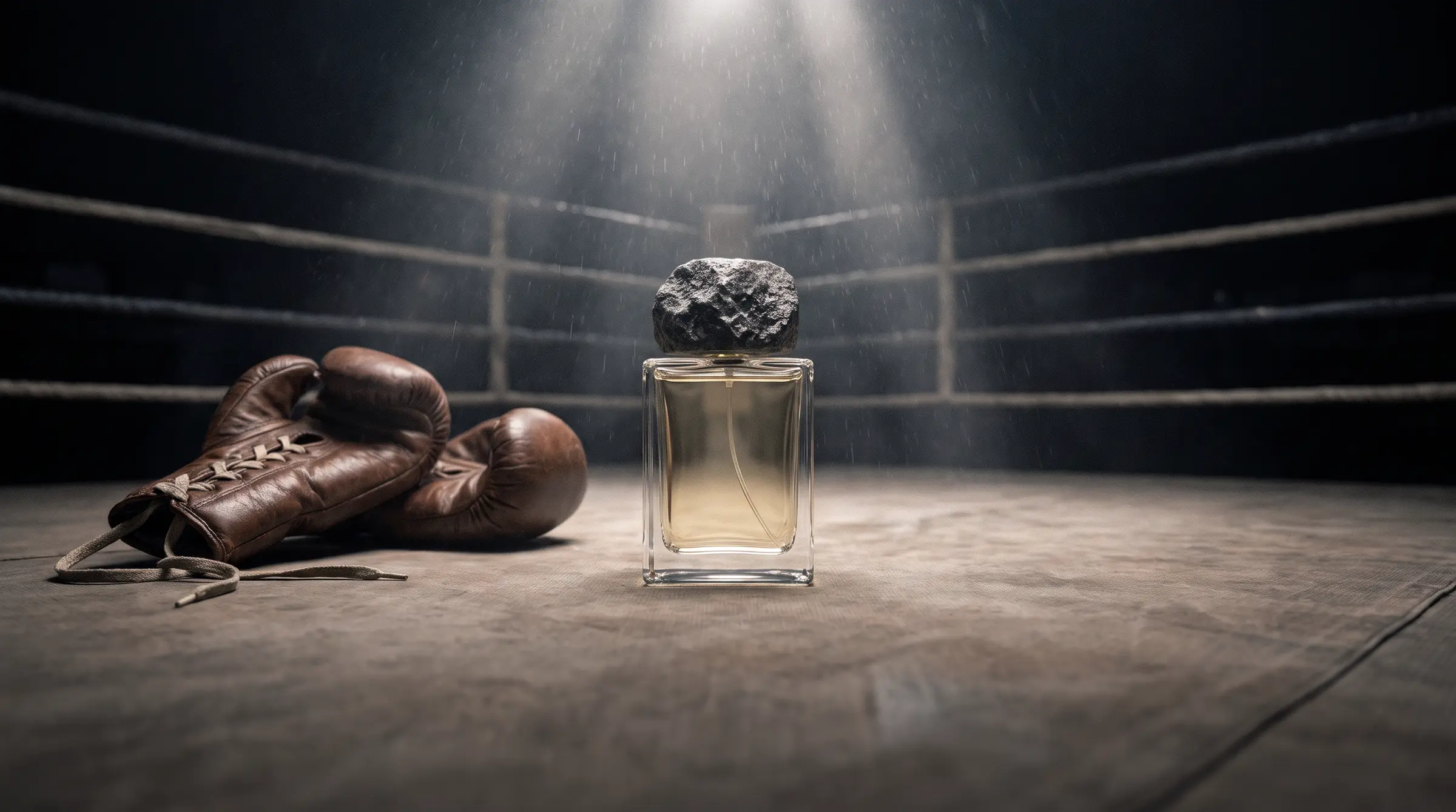 Bare Flint bottle in a boxing ring
